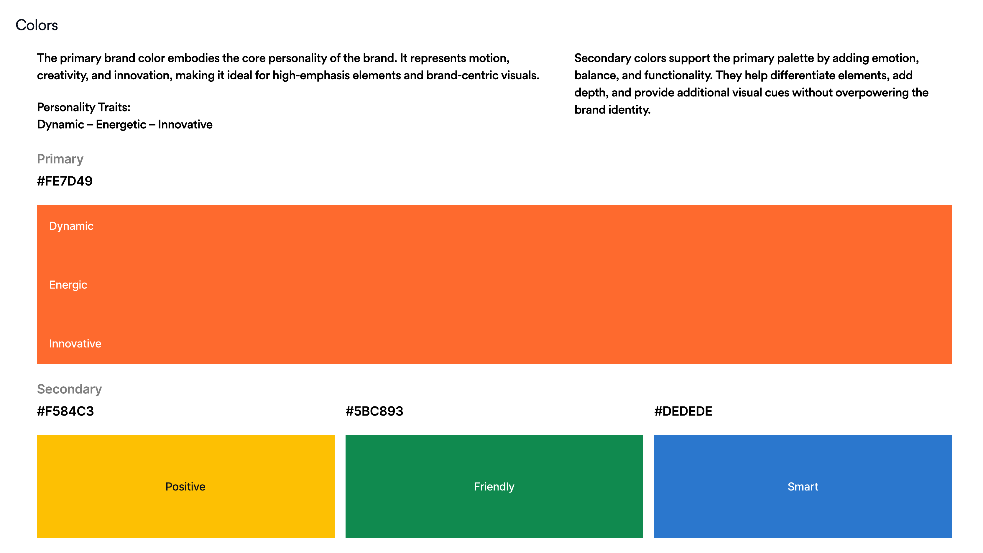 Pareexa brand guideline slide showing the color system and personality traits
